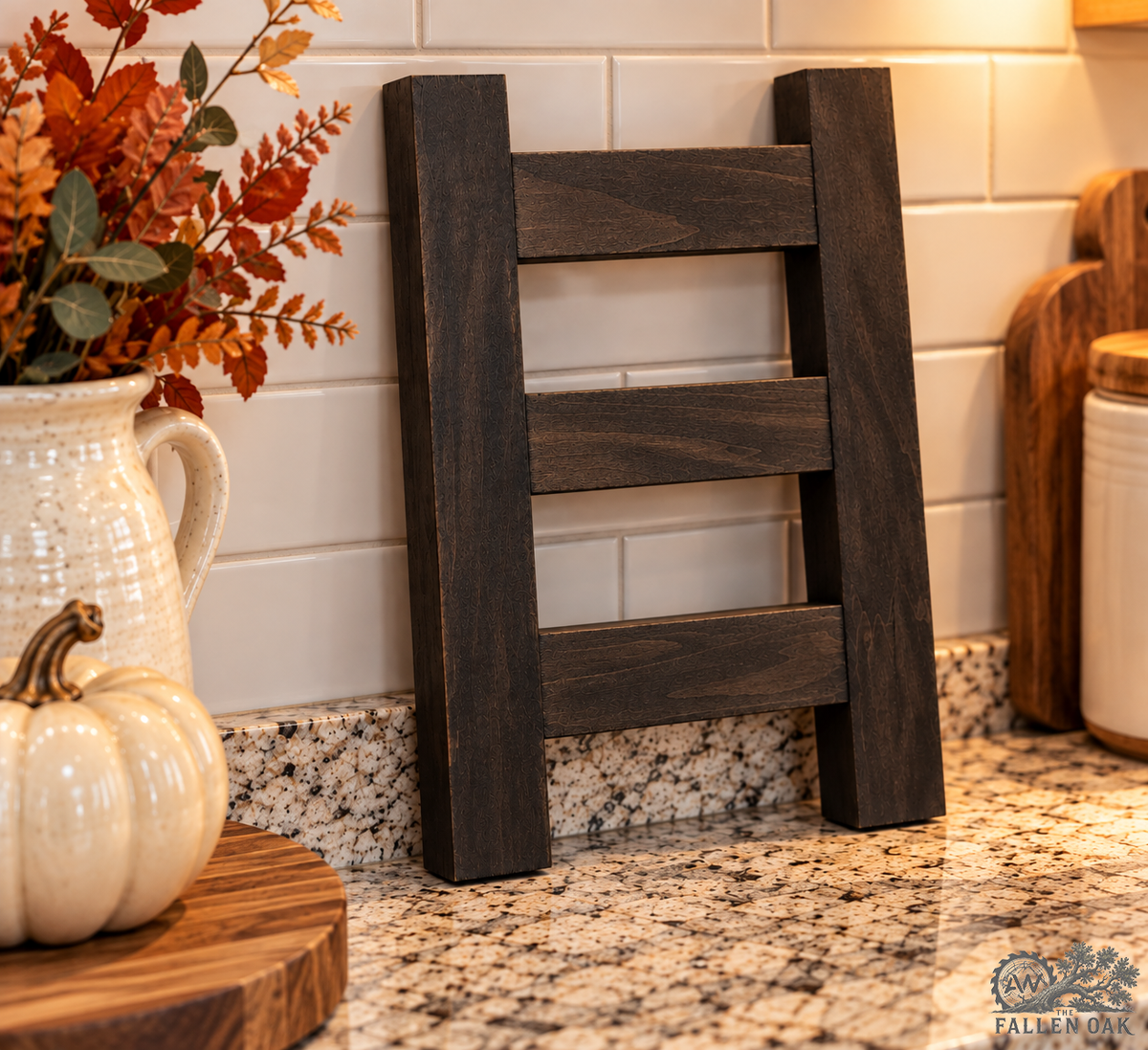 Handcrafted Wood Mini Towel Ladder – 12 Inch Farmhouse Kitchen Decor