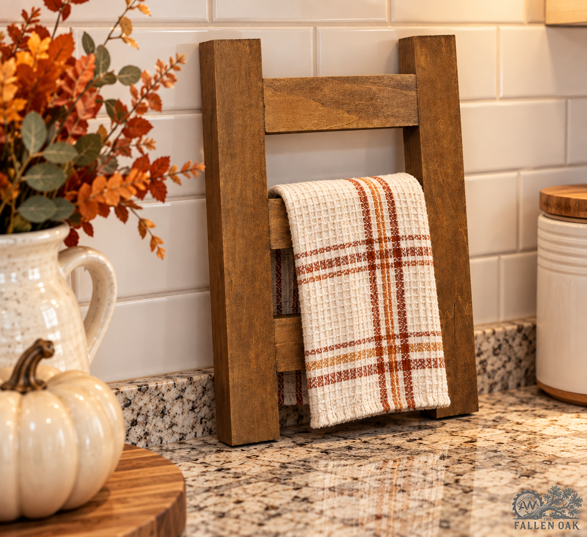 Handcrafted Wood Mini Towel Ladder – 12 Inch Farmhouse Kitchen Decor