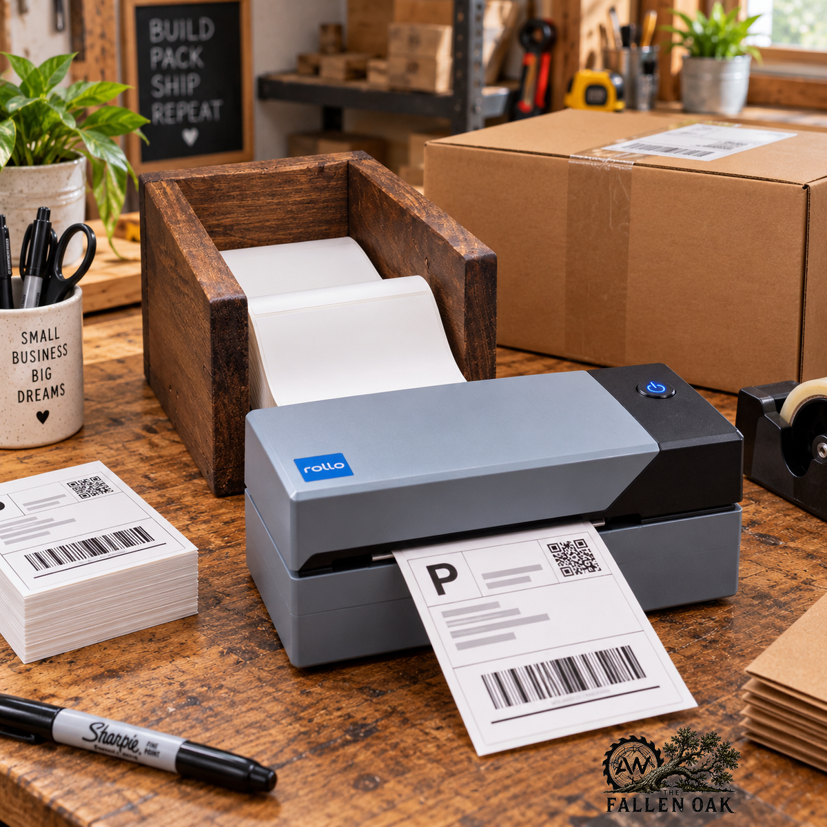 Wood 4×6 Fanfold Shipping Label Holder & Organizer