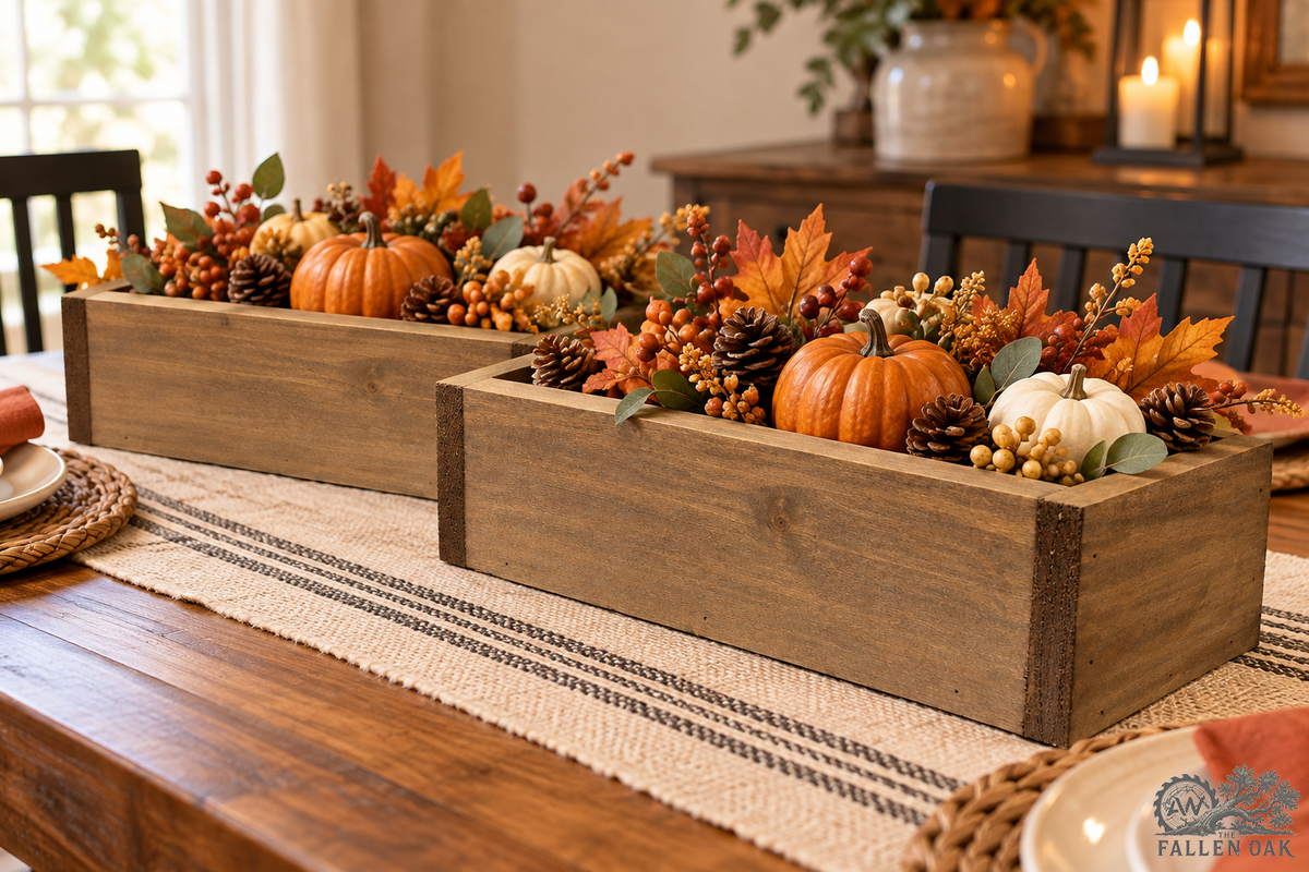 Handcrafted Wood Centerpiece Box – Rustic Farmhouse Table Decor