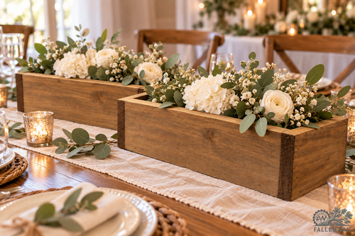 Handcrafted Wood Centerpiece Box – Rustic Farmhouse Table Decor