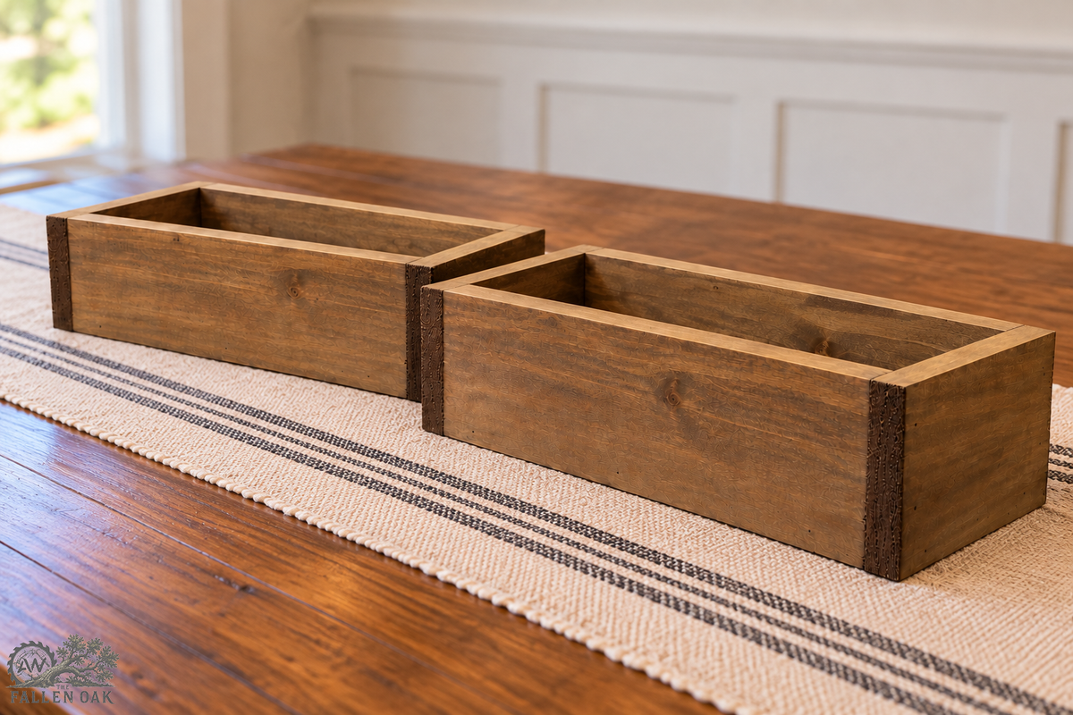 Handcrafted Wood Centerpiece Box – Rustic Farmhouse Table Decor
